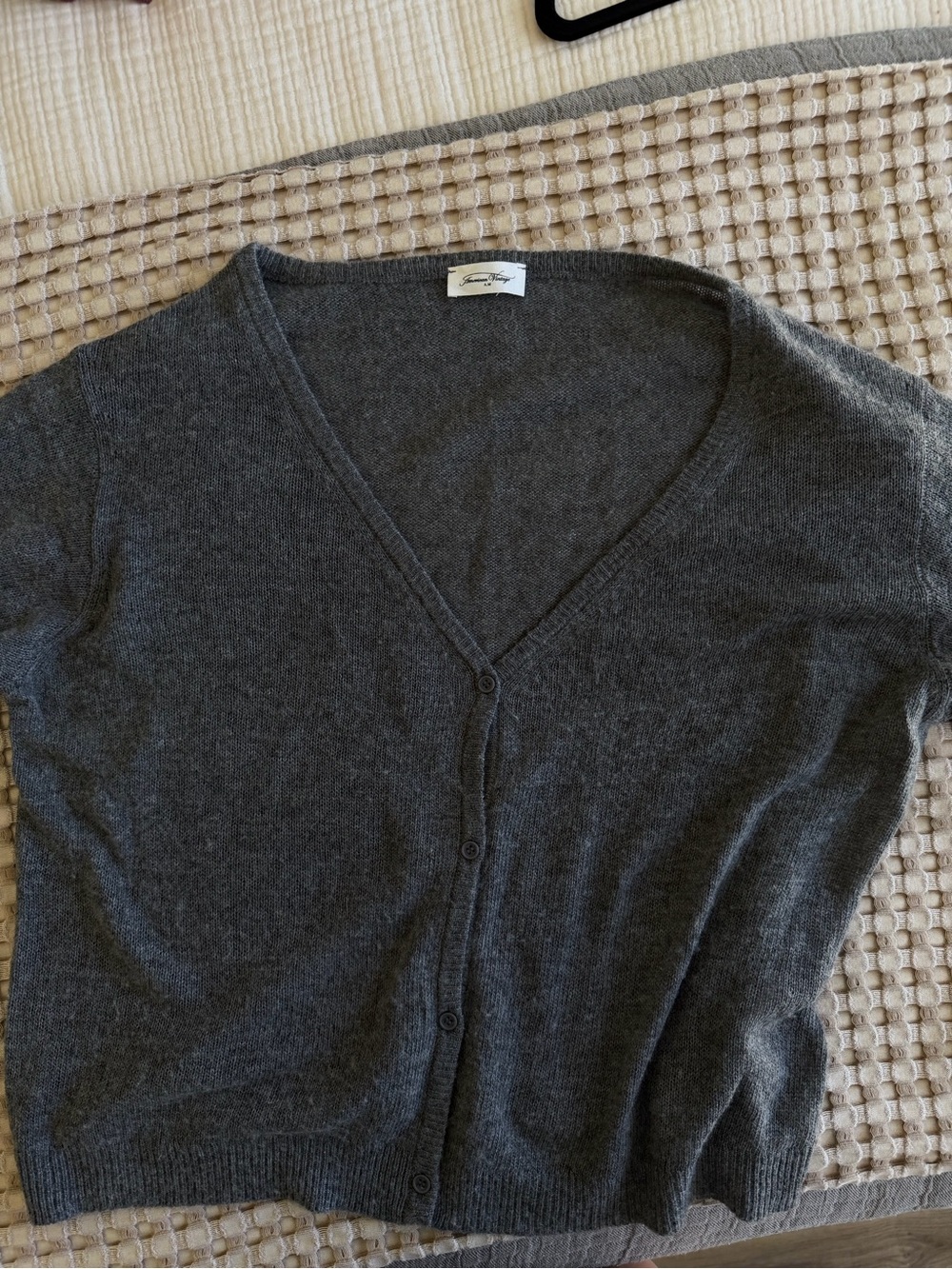American Vintage Charcoal Gray V-Neck Button Cardigan